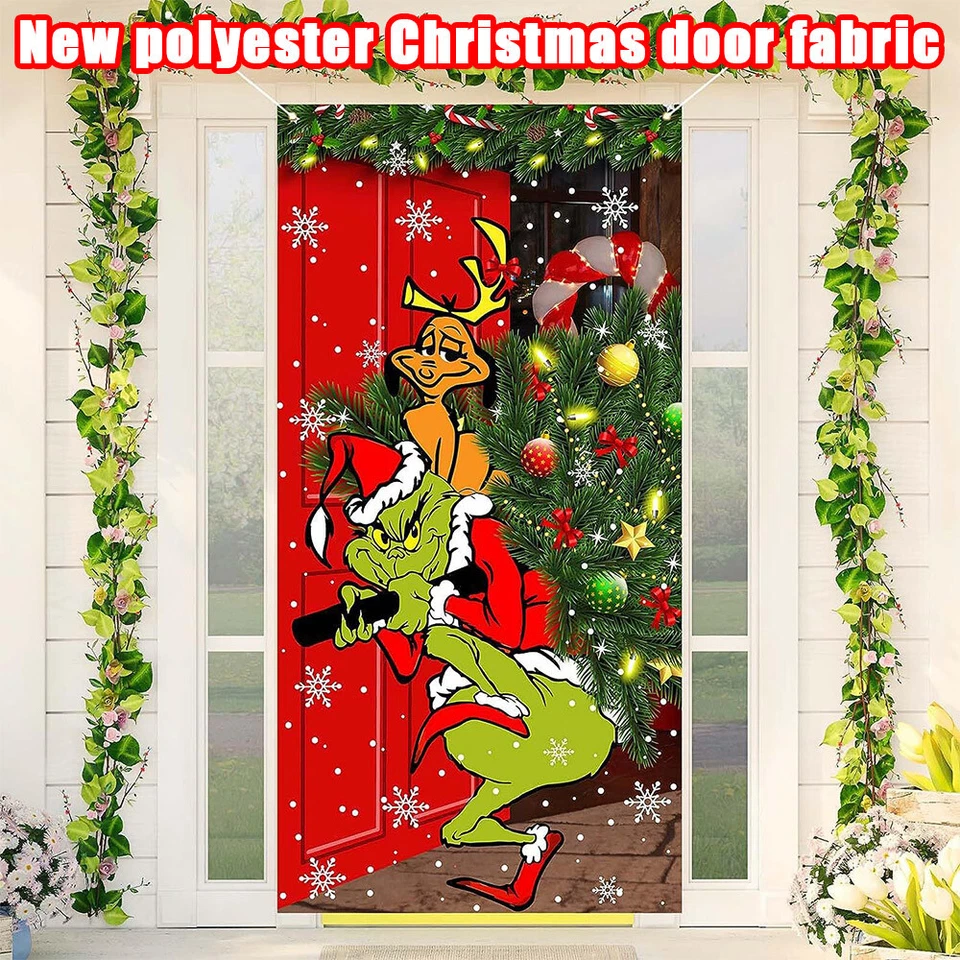 Frohe Weihnachten Grinch Weihnachten Türabdeckung Dekorationen Banner Grinch DE - Bild 2 von 4