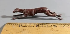 VINTAGE JOHILLCO TOY LEAD GREYHOUND DOG RUNNING RACING, BROWN