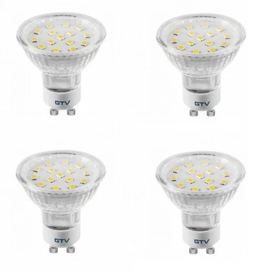 4 focos de bombilla LED GTV GU10 4W 320Lm SMD 2835 120 grados no regulables