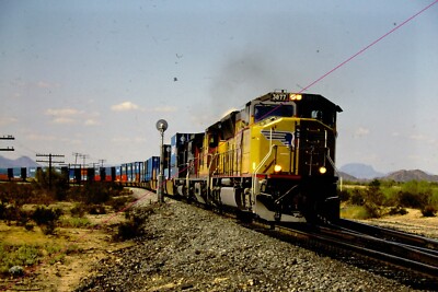 UNION PACIFIC ACTION - UP 3877 ORIGINAL SLIDE Shawmut, AZ
