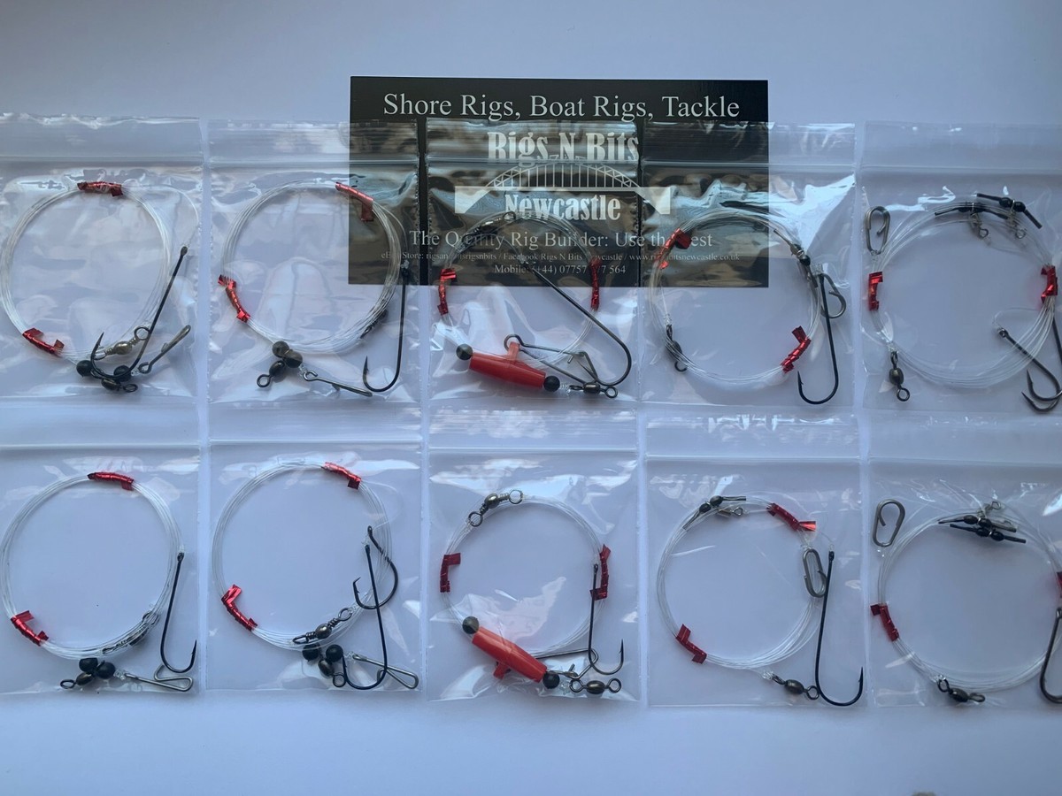 10 x Sea fishing rigs, Pulleys flappers /ledgers shore rigs pier, beach, river