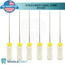 K Files Ro0t Canal 25mm Hand Endo Dental Hedstrom 6pcs Pack Reamers #15