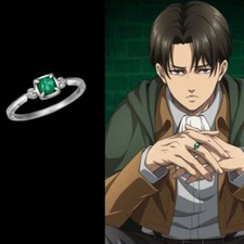 Attack on Titan Levi Ackerman Zircon Ring Anime Game Cosplay Gift Accessories