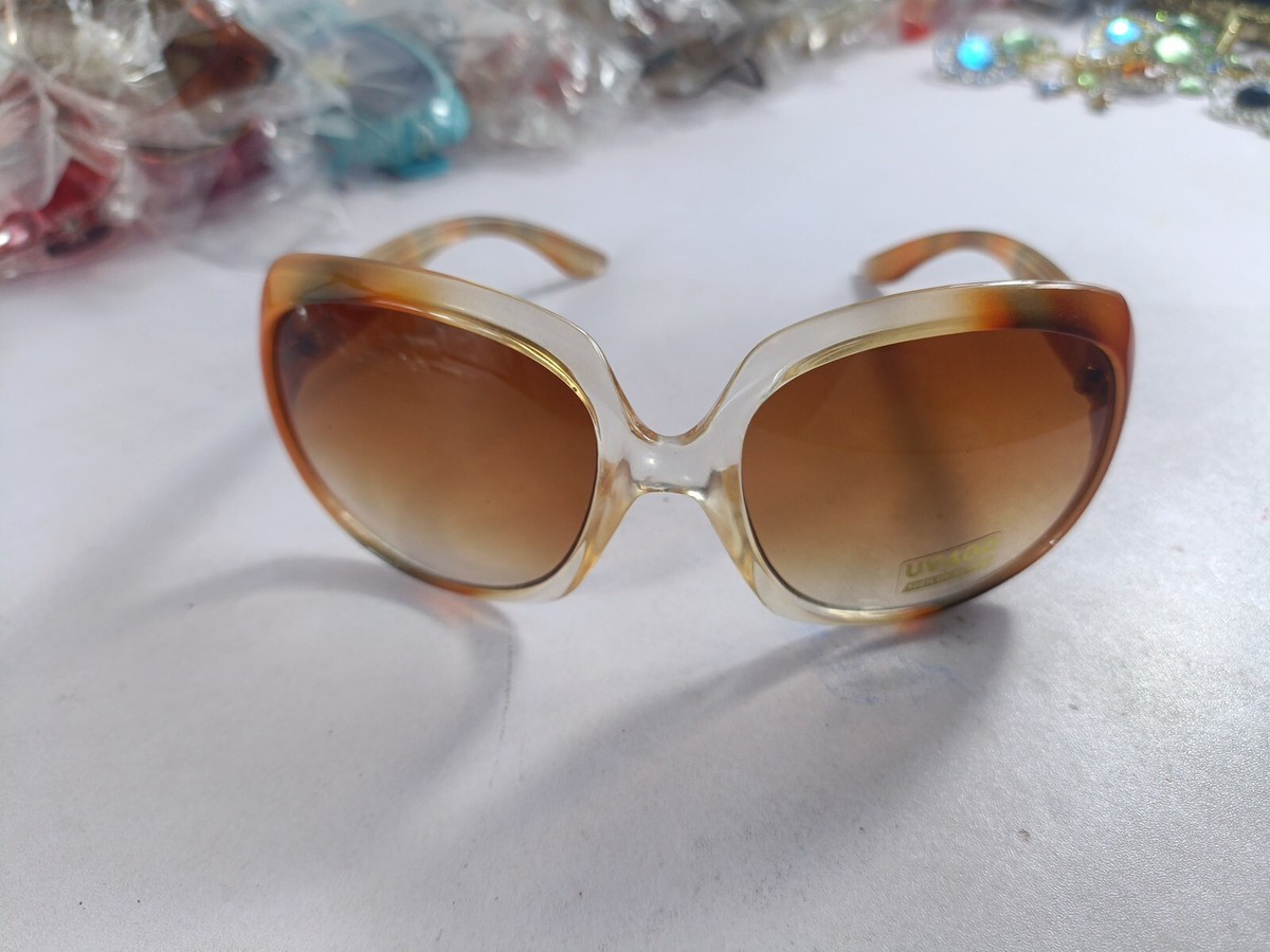 Vintage Brown Sunglasses with Yellow Lens Tortoise Retro-Vintage Acetate Geometric Tinted Sunglasses  main image 2