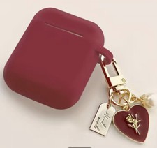 Protective Case For Apple AirPods 1/2 Clip Shockproof Soft Shell Red Rose Heart
