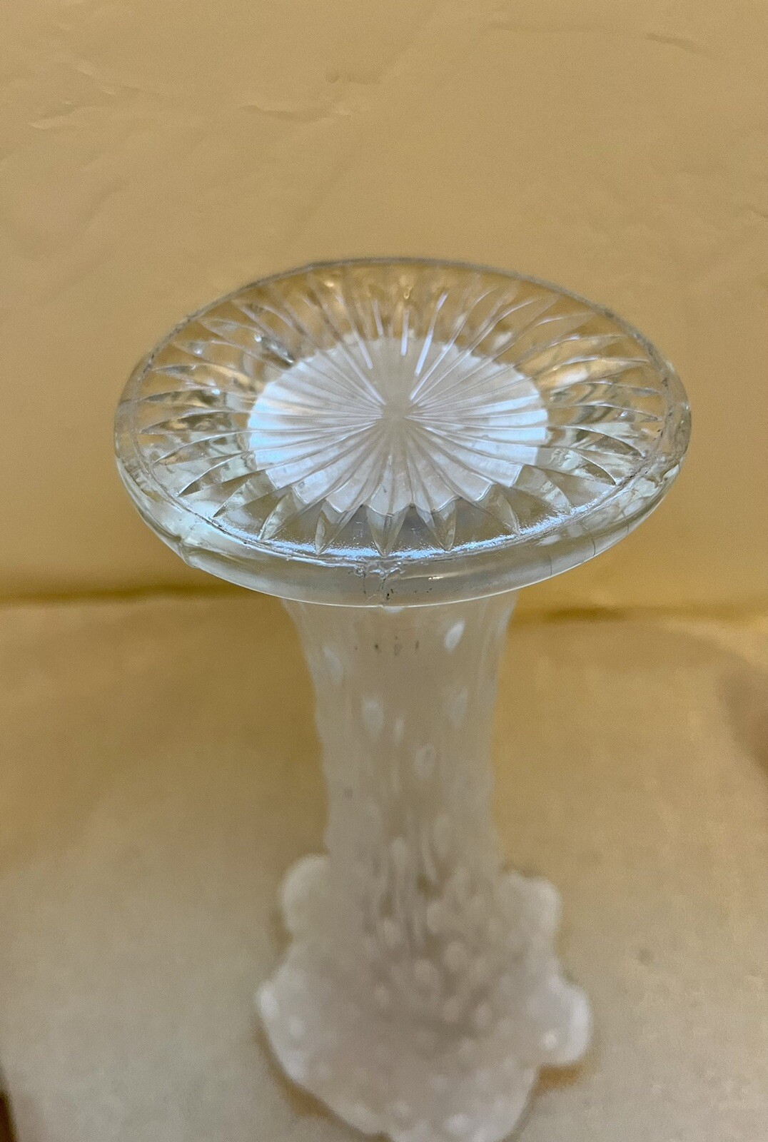 Northwood Tree Trunk White Opalescent Swung 10" Vase Funeral Vase Circa