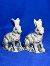 Rowe Pottery set of 2 stoneware rabbit figurines