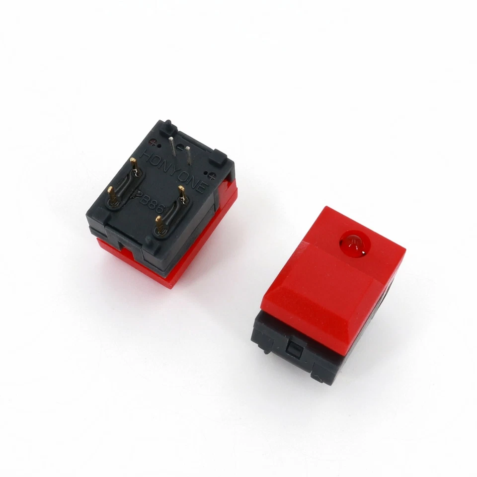 5Pcs Red PB86-A1 6Pin Red LED Momentary SPDT PCB Square Mini Push Button Switch - Image 3 of 4