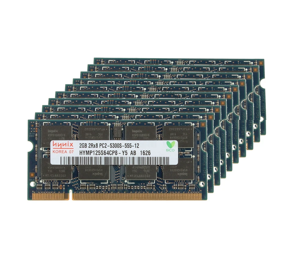 10pcs DDR2 2GB Hynix PC2-5300 2Rx8 667Mhz 200Pin Memory RAM Laptop SODIMM 1.8V @ - Image 3 of 4