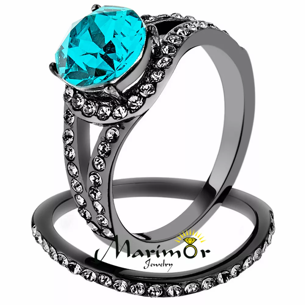 Blue zircon wedding ring deals