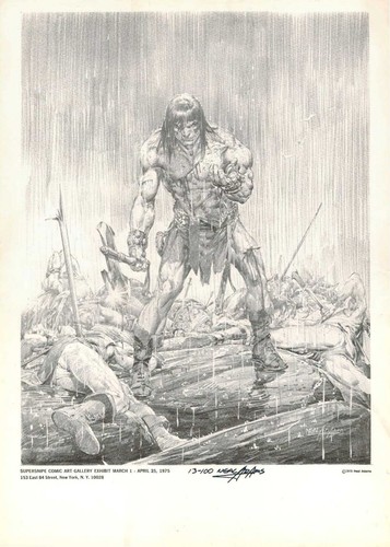 1975 NEAL ADAMS ART SIGNED CONAN THE BARBARIAN ORIGINAL PRINT MARVEL COMICS HERO