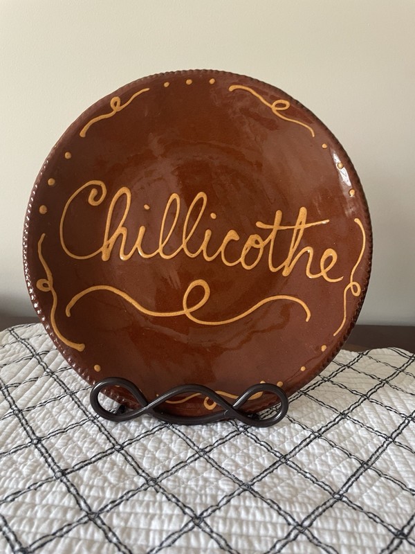 Turtle Creek Redware Pottery 10.5” Plate “Chillicothe” Dated “4/1985” EUC