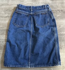 Vintage 80s Calvin Klein A-line Denim Jean Skirt USA Union Made Sz 10 Midi Knee