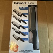 NEW Cuisinart Classic 10 Pc Knife Set C77-10SM Chef Santoku Serrated Knives
