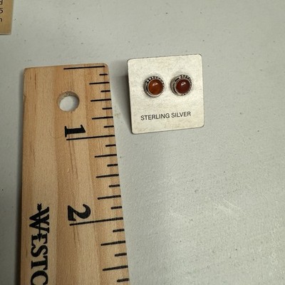 Santa Fe Sterling Silber Orange Cabochon Ohrstecker El Platero Handwerker