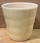 Vintage FIRE KING Ivory MILK GLASS Scalloped FLOWER POT Planter 3.75 IN HIGH