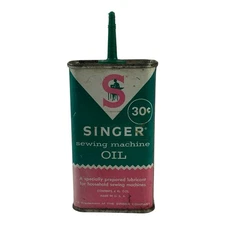 Vintage Singer Sewing Machine Oil Can 4 oz Tin 30¢ Price Made in USA