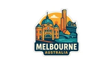 Melbourne Australia Sticker Decal Vinyl Die-Cut City Skyline Landmark Design
