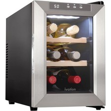 Enfriador de vino termoeléctrico Ivation de 6 botellas, independiente silencioso, acero inoxidable