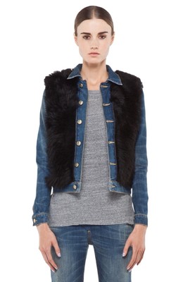 R13 Denim & Mongolian Shearling Y2K Jacket XS