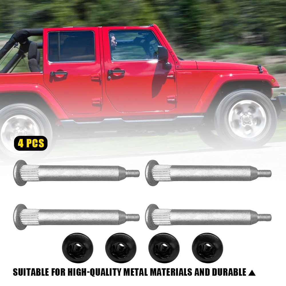 Pack (4) Door Hinge Pin Nuts Bolts Repair Kits for 2007-2018 Jeep Wrangler JK thumbnail 10