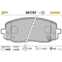 Valeo 301707 Bremsbelagsatz FüR KIA Hyundai Bremse BremsbeläGe