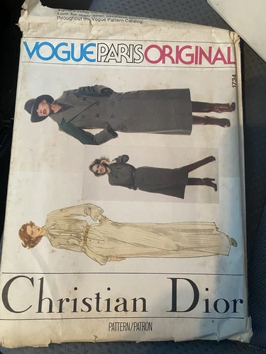 Vintage Vogue Paris originale modello da cucire Dior taglia 12 cappotto e abito da signorina 1734