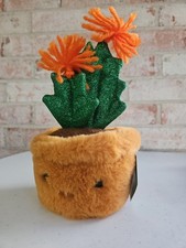 FAO Schwarz Sparklers Cactus Succulent Plush Orange Flowers Plant Smiling Face