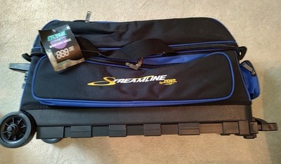 Storm Streamline 3 Ball Bowling Bag Black/Blue Zippered Wheeled Roller Bag NWT