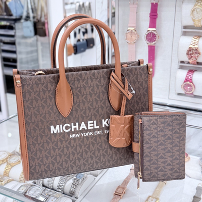 Michael Kors MKロゴプリントバッグ Michael Kors Mirella Small Shopper Tote Crossbody MK Logo Bag +