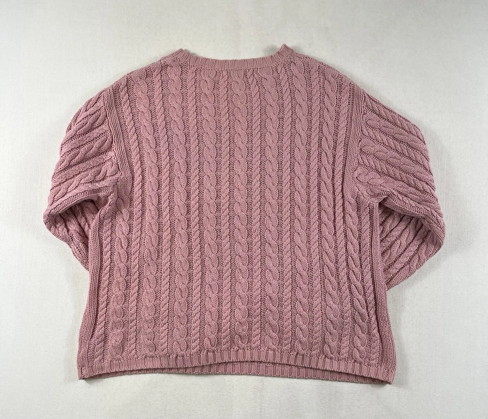 Suéter tejido con cable rosa Eddie Bauer para mujer talla S Foto 3 de 4