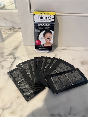 Biore Charcoal Deep Cleansing Pore Strips - new - open box - 15 total