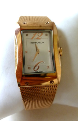 ROMANSON Swiss Made Rose Gold Wristwatch RM0359LL with Milanese Bracelet - Used