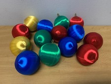 Unmarked Satin Bauble Ornaments Set Of 14 Medium Multicolor Christmas Tree Decor