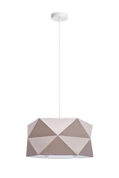 Pendelleuchte Weiß Braun Stoff Schirm E27 Ø70 Cm Esszimmer HäNgelampe Blendarm-image