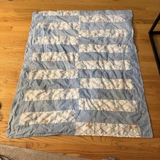 Handmade patchwork baby or lap quilt with floral Embroidery 44  X 38  