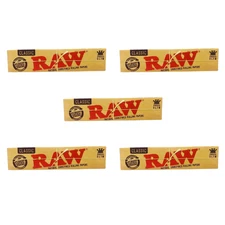 RAW Classic King Size Slim Rolling Papers – 5 Packs (160 Leaves) + FREE Gift 🎁