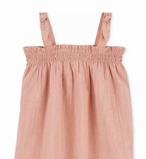 NWT - Carter's Girls 2T Pink/Gold Smocked Sleeveless Cotton Sundress Square Neck