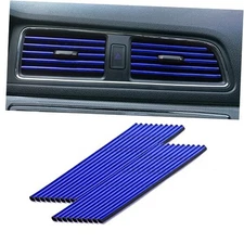  20 Pieces Car Air Conditioner Decoration Strip for Vent Outlet, Shiny Blue