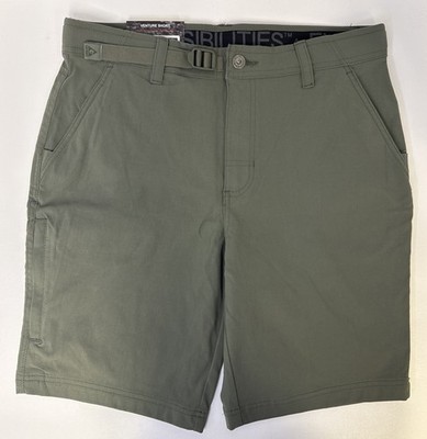 Gerry Venture Shorts Green Flat Front Waist Adjuster Stretch Outdoor - Size 32