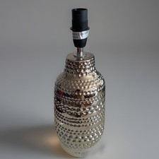 Table Lamp Base Hammered Metal Living Room Lighting Bedroom Decor Silver Tone