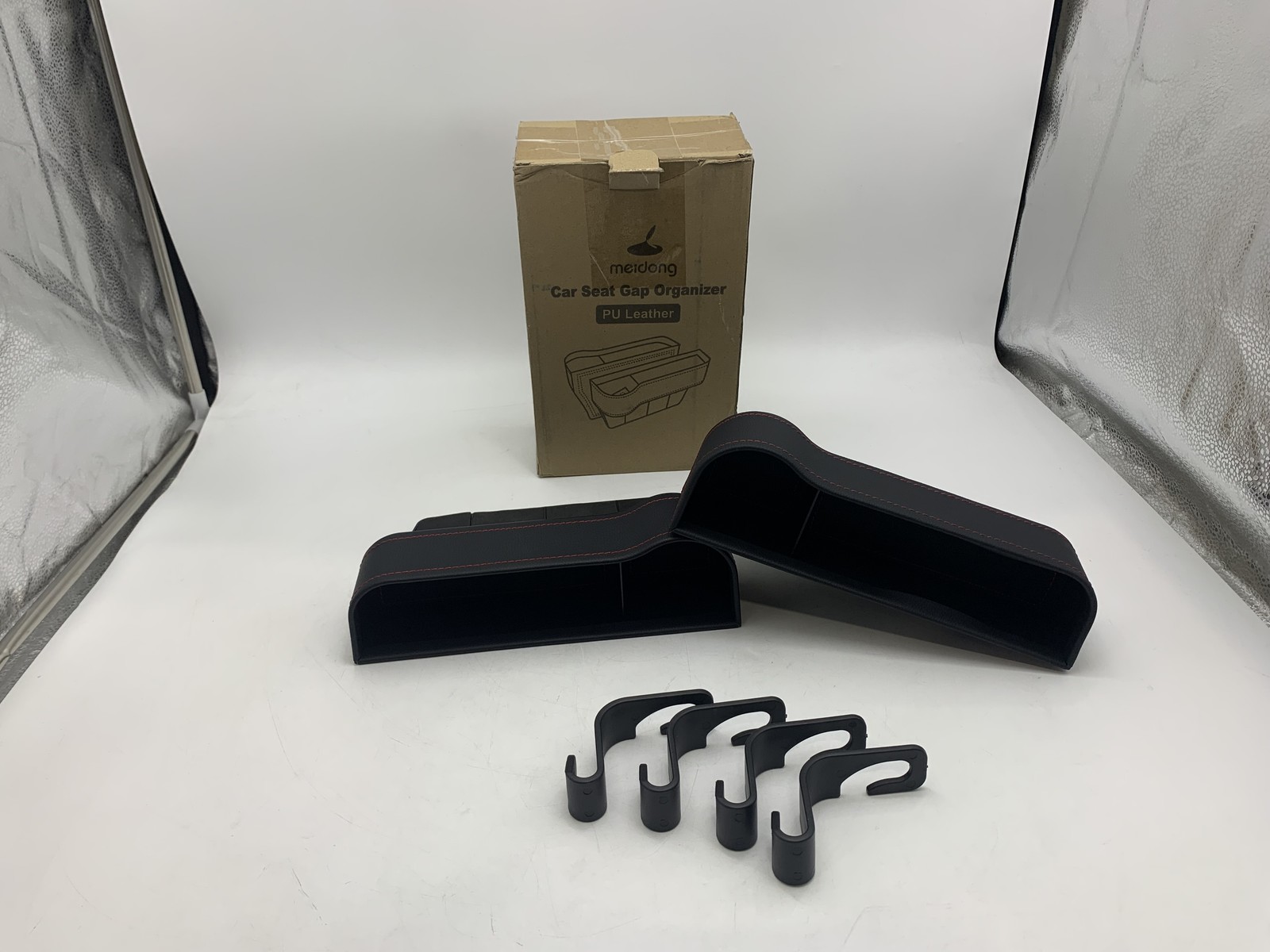 ОРГАНАЙЗЕР ДЛЯ ЗАПОЛНЕНИЯ ЗАЗОРОВ МЕЖДУ АВТОКРЕСЛАМИ MEIDONG, 2 УПАКОВКИ - ЧЕРНЫЙ/КРАСНЫЙ