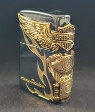 Harley Davidson Motorcycles Goldene Flammen Motor zippo Black Ice Selten-Rar Neu