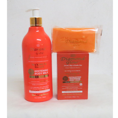 Diamond Glow Ultra Lightening Argan & Carrot Oil Body Soap + Body Lotion Combo
