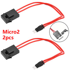 2pcs New Car Modification ACC Fuse Box Micro2 Fuse Tap Power Socket Holder 16AWG