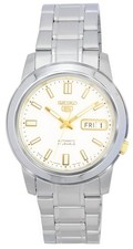Seiko 5 Automatic 21 Jewels Stainless Steel White Dial SNKK07J1 30M Mens Watch