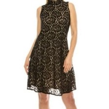 Taylor Dress Womens 10 Black Lace Overlay Sleeveless Fit Flare Whimsigoth Fairy