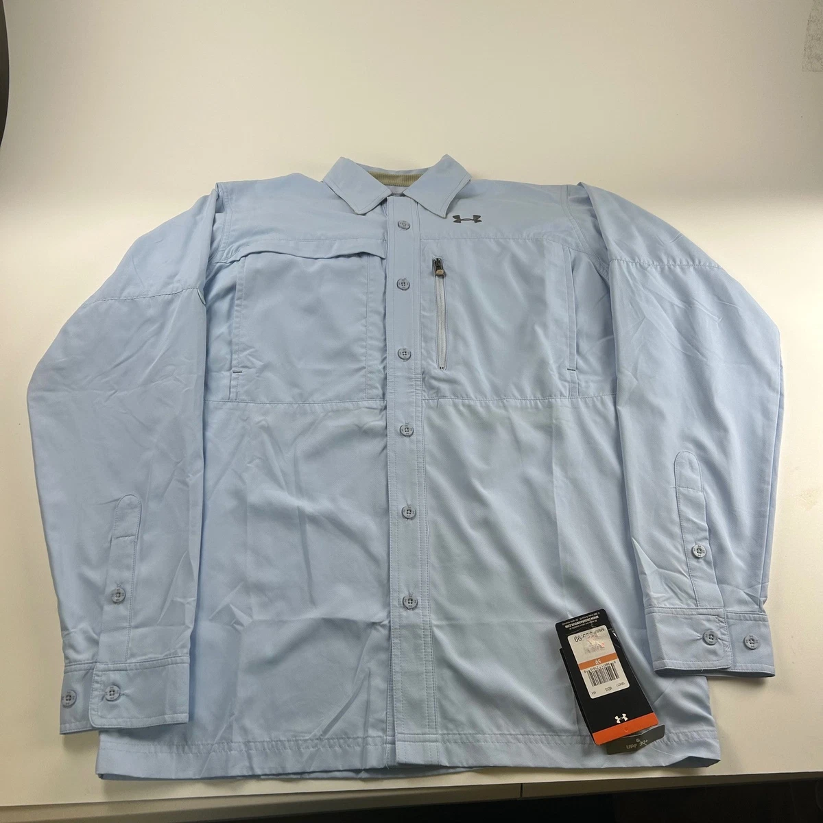 Camisa de pesca Under Armour para hombre S AllSeasonGear ventilada azul manga larga UPF NUEVA CON ETIQUETAS
