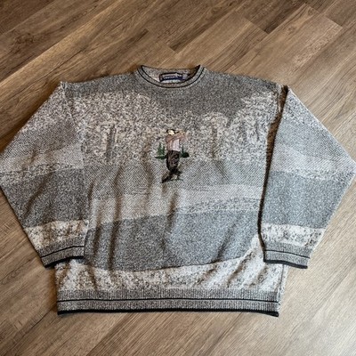 Vintage Scottish Isle Bernette Pullover Sweater Gray USA Golf Golfers Size XL