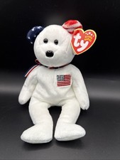 TY Beanie Baby - AMERICA the Bear White Version - Internet Exclusive 2002